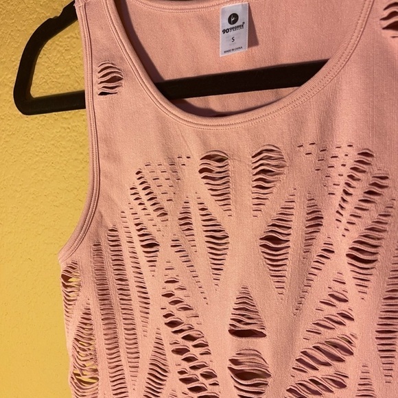 90 DEGREE BY REFLEX Sleeveless Activewear Tank Top Light Pink Cutout Size Small - Picture 6 of 12